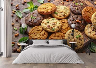 Delicious vegan cookies made with organic ingredients , vegan, plant-based, dessert, snack, homemade, bakery Wall mural