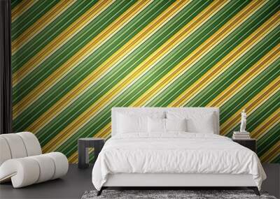 Elegant and natural wallpaper featuring green diagonal lines with yellow stripes, green, diagonal lines, yellow, stripes Wall mural