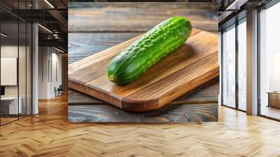 Fresh green cucumber on a wooden cutting board, cucumber, vegetable, food, fresh, green, organic, healthy, nutrition, ingredient Wall mural