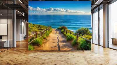 Path leading to the sea with beautiful ocean views, footpath, access, sea, beach, ocean, coastline, scenic, nature Wall mural