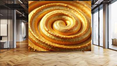 Spiral dough decorated with pure gold abstract background, spiral, dough, bread, gold, abstract, background, luxury, gourmet Wall mural