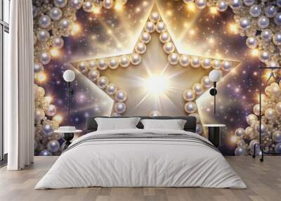 Twinkling Polarization pearl lights in a star-shaped background , twinkly, polarization, pearl, lights, star-shaped Wall mural