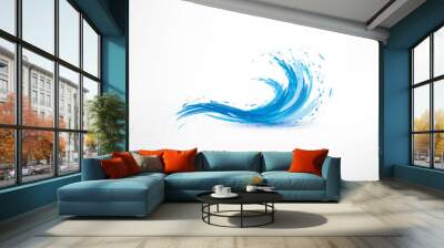 blue water wave, abstract vector symbol Wall mural