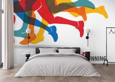 running people set of silhouettes, sport and activity  backgroun Wall mural