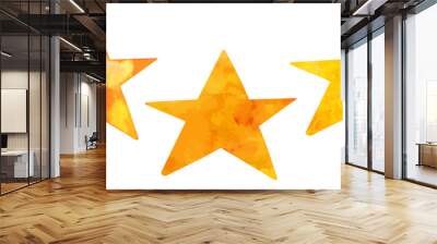 A vector set of watercolour drawings of golden stars, isolated on a white background Wall mural