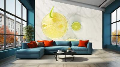 Lemon Margarita cocktails with limes and copy space Wall mural