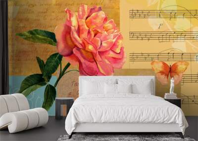 Vintage style collage Wall mural