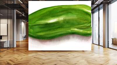 Watercolour green pepper on white background (isolated) Wall mural