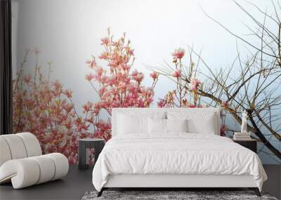 pink flowers on a spring tree Wall mural