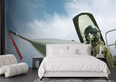 Pilot with suit and military air Wall mural