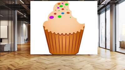 Cupcake isolated on white background, Vector illustration Wall mural