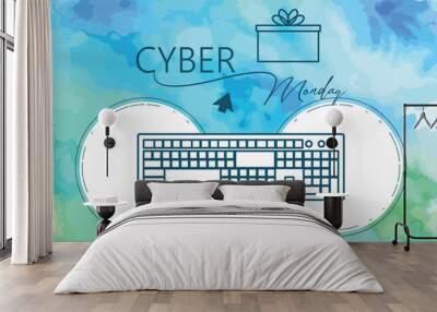 Cyber monday poster discount Vector Wall mural