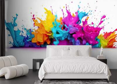 colorful  wild color splash  isolated  on white background Wall mural