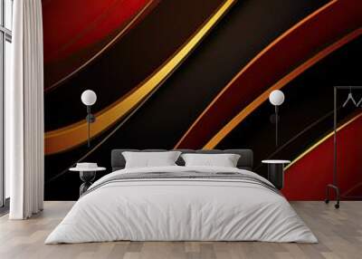 Dark yellow red and gold luxury lines overlapping Wall mural