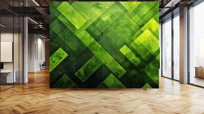 Visualize a deep green geometric texture background, infusing a modern business concept ideal for dynamic presentations Wall mural