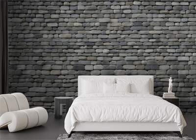 continuous gray cobblestone wall or road backdrop texture wallpaper for a high-resolution, generative artificial intelligence route or walkway that is tileable and has a gritty, realistic rock and sto Wall mural