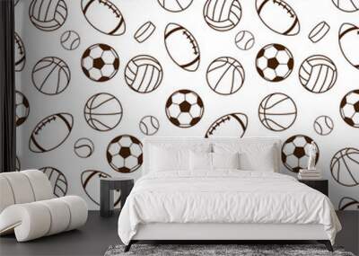 Sports seamless pattern. Vector illustration. Wall mural