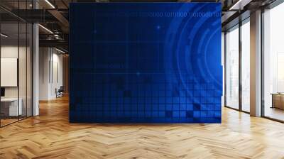 Blue futuristic network technology. Binary code Wall mural