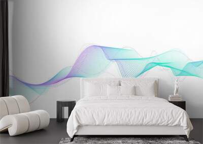 Data visualization, Future technology, Digital era, Information technology. Purple-blue-green gradient smooth wave lines for banner, presentation, web design. Futuristic technology concept Wall mural