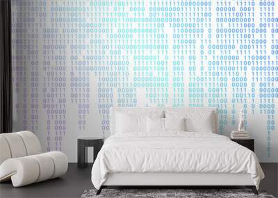 Technology, data, and digital innovation. Abstract binary background for design on technological and informational themes. Vertical gradient 0 and 1 on transparent background. Wall mural