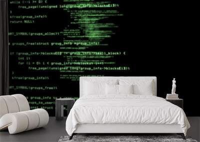 Computer code in a virtual space. Abstract technology programming code. 3d illustration Wall mural