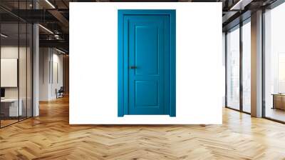 Modern blue room door isolated on white background Wall mural