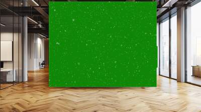 Snowfall overlay on green background. Winter slowly falling snow effect. Chroma key background. 3d illustration Wall mural