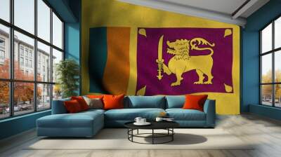 Sri Lanka flag waving in the wind. National flag of Sri Lanka. Sign of Sri Lanka. 3d illustration Wall mural