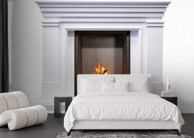 White Marble fireplace in action isolated on white background Wall mural