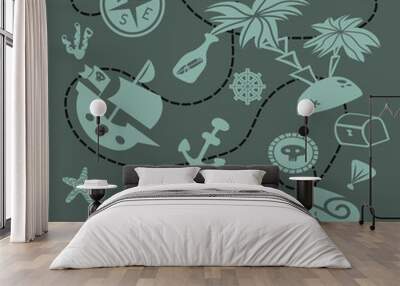  pirate vector set . collection of hand drawn illustrations on a pirate theme.  Wall mural