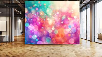 Abstract background with colorful bokeh on a bright background Wall mural