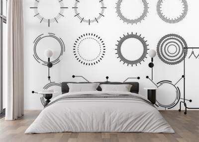 Abstract techno circle. Vector set  icons Wall mural