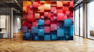 a playful and colorful arrangement of cubes in a gradient of warm tones creating a welcoming and che Wall mural