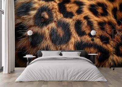 extreme close-up of leopard fur showing intricate patterns of spots and rich textures Wall mural