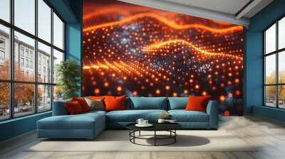 warm toned digital landscape, symbolizes the heat of data processing and network activity Wall mural