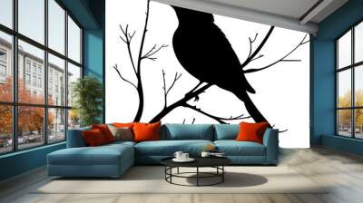 Bird on branch silhouette clipart design illustration Wall mural