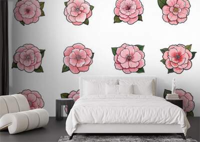 Camelia flower clipart design illustration Wall mural