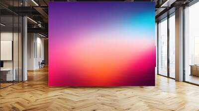 Color gradient abstract background. Blur neon glow. Defocused bright purple pink orange light flare smooth texture art illustration with empty space. Wall mural