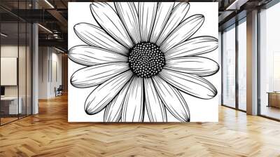 Daisy flower hand drawn design illustration Wall mural