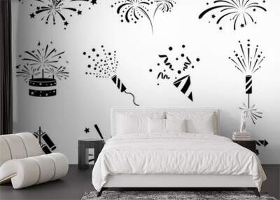 firework icon set. firecracker, petard and stars. happy new year, holiday and party firework icons c Wall mural