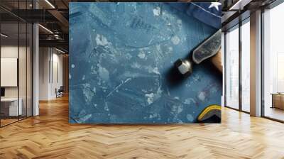 Hardhat, hammer and American flag on grunge background Wall mural