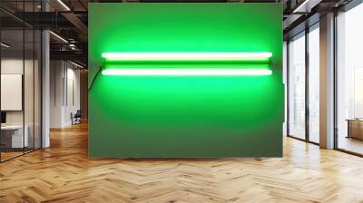 Neon green light in dark, modern glow, wall-mounted Wall mural