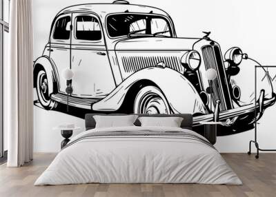 Old retro car clipart design illustration Wall mural