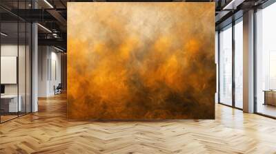 Orange smoke grunge texture. Fire fume. Yellow color explosion flame gray brown smog cloud pattern illustration abstract background. Wall mural