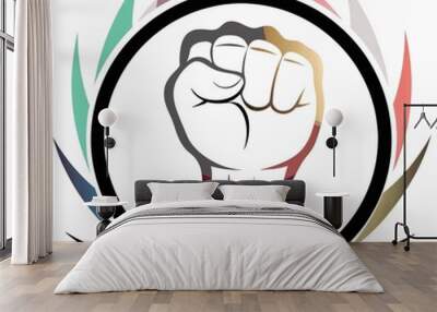 Powerful fist symbolizing strength and unity for t-shirt print design concept Wall mural