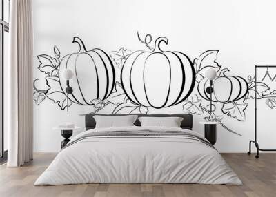 Pumpkin vector drawing set Wall mural