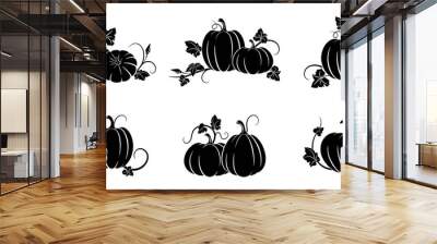 Pumpkin. Set of silhouettes of different pumpkins. Vector illustration Wall mural