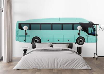 Side view of blue coach bus on transparent background Wall mural