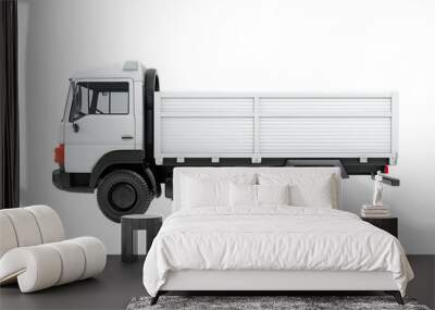 Side view of white cargo truck on transparent background Wall mural