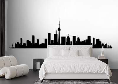 Silhouette of Toronto skyline with iconic CN Tower. Wall mural